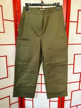Olive Green Cropped Cargo Slacks/Pants